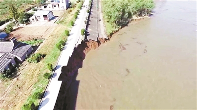 长江发生江堤坍塌整栋建筑在：10秒内倒塌，一棵十多米高的树坠入河中
